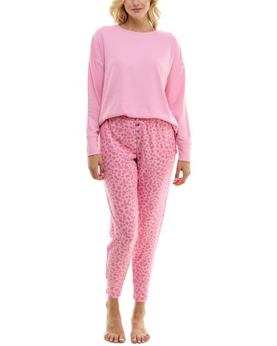 Roudelain 2-pc. Waffle-knit jogger Pajamas Set - Pink