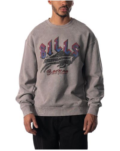 The Wild Collective And Buffalo Bills Distressed Pullover Sweatshirt - Gray