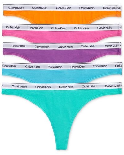 Calvin Klein 5-pk. Modern Logo Low-rise Thong Underwear Qd5221 - Purple