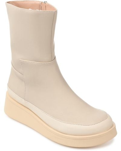 Journee Collection Cristen Lug Sole Booties - Natural