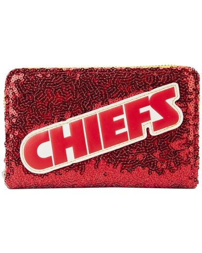 Loungefly Kansas City Chiefs Sequin Zip-around Wallet - Red