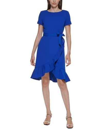 Calvin Klein Ruffle-hem Sheath Dress - Blue