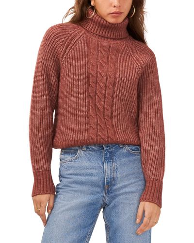 1.STATE Turtleneck Back-cutout Raglan-sleeve Sweater - Red