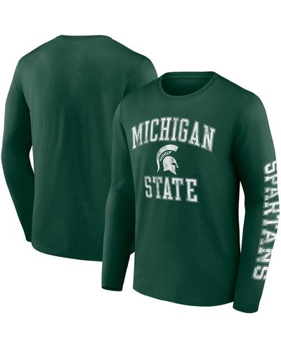 Fanatics Michigan State Spartans Distressed Arch Over Logo Long Sleeve T-shirt - Green