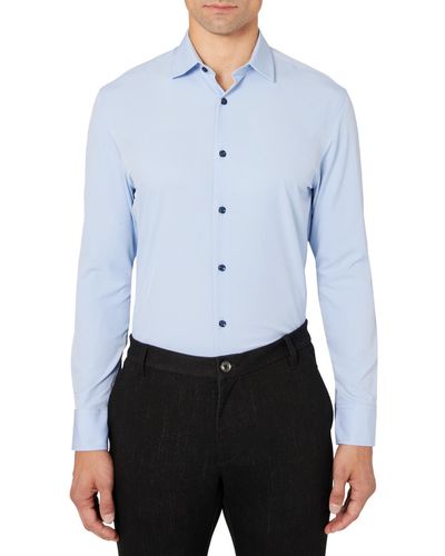 Con.struct Slim-fit Solid Performance Stretch Cooling Comfort Dress Shirt - Blue