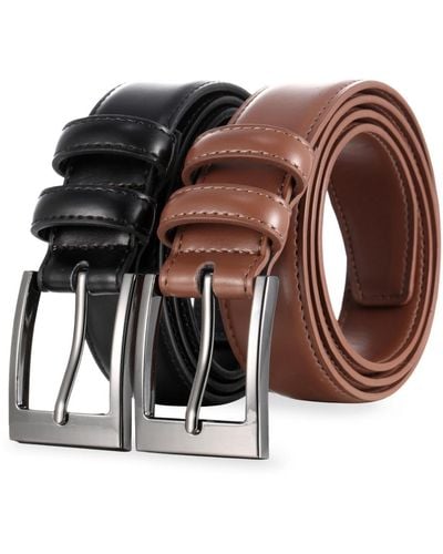 Mio Marino Dual Loop Leather Belt - Brown