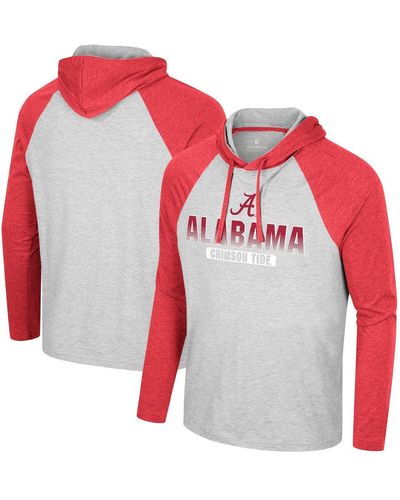Colosseum Athletics Alabama Crimson Tide Hasta La Vista Raglan Hoodie Long Sleeve T-shirt - Red