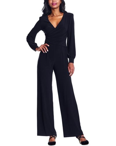 Adrianna Papell V-neck Wrap-style Jumpsuit - Black