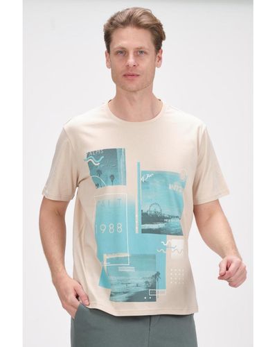 Ron Tomson Modern Print Fitted Cali T-shirt - White