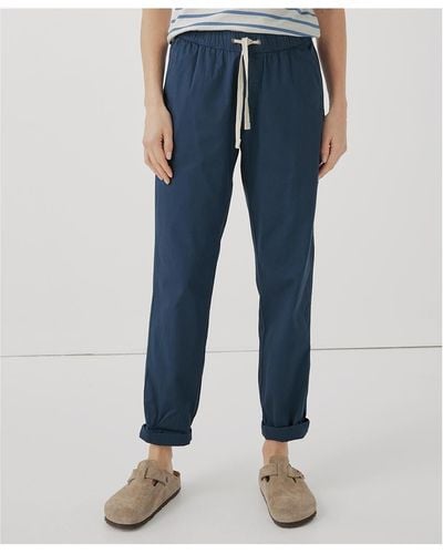Pact Cotton Classic Woven Twill Drawstring Roll Up Pant - Blue