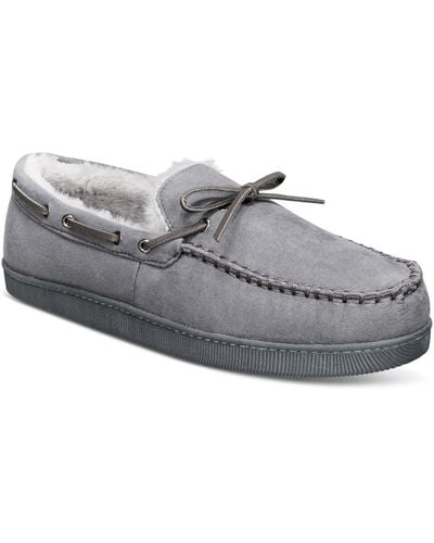 Club Room Faux-suede Moccasin Slippers - Gray