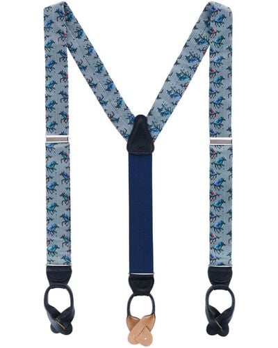 Trafalgar Derby Winning Racehorse Silk Button End Suspenders - Blue