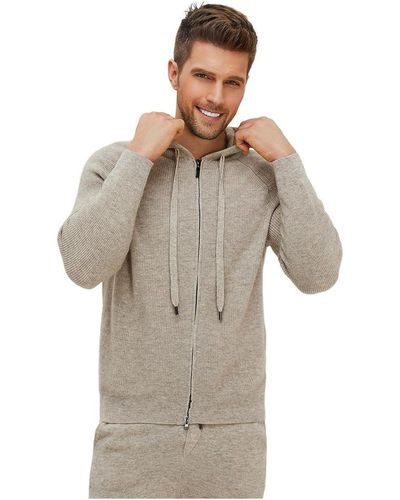 Bellemere New York Bellemere Ribbed Cashmere Full Zipper Hoodie - Gray