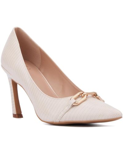 New York & Company Katerina- Lizard Embossed Pump Heels - White