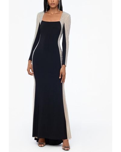 Xscape Embellished Colorblocked Gown - Blue