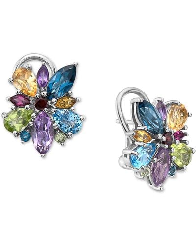 Effy Effy -gemstone Flower Stud Earrings (6-1/20 Ct. T.w. - Blue