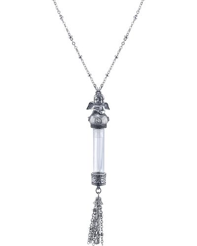 2028 Crystal Angel Glass Vile Necklace - Metallic