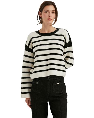 Crescent Olivia Stripe Sweater - White
