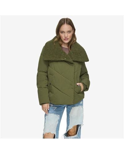 Andrew Marc Valencia Asymmetrical Quilted Coat - Green