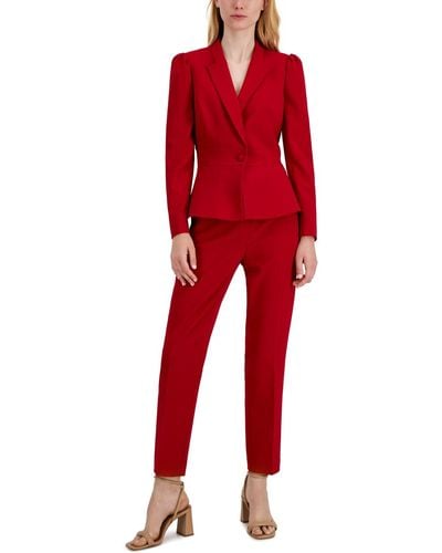 Tahari Belted Wrap Pant Suit - Red