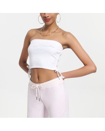 Juicy Couture Rib Tube Top With Ties - White
