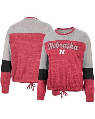 Colosseum Athletics Nebraska Huskers Joanna Tie Front Long Sleeve T-shirt - Red