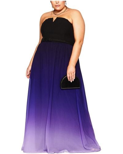 City Chic Plus Size Ombre Lust Maxi Dress - Purple