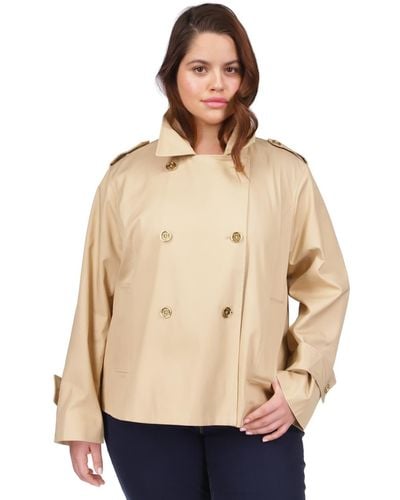 Michael Kors Michael Plus Size Cropped Double-breasted Peacoat - Natural