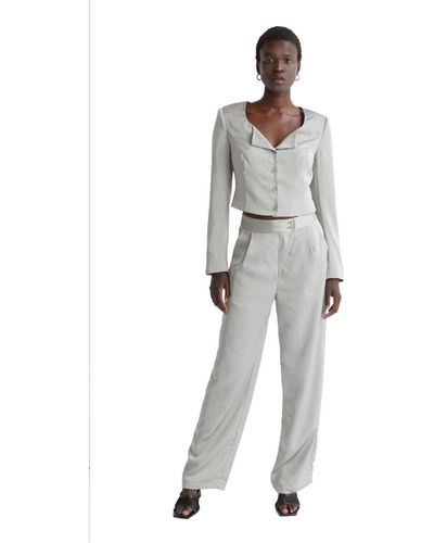 Crescent Lexie Satin Twill Pants Two Piece Set - Gray