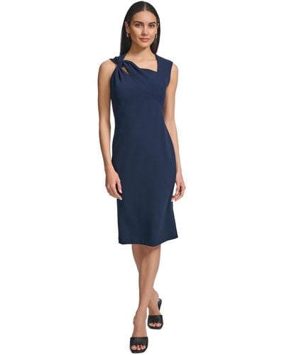 Calvin Klein Sleeveless Asymmetric Sheath Dress - Blue