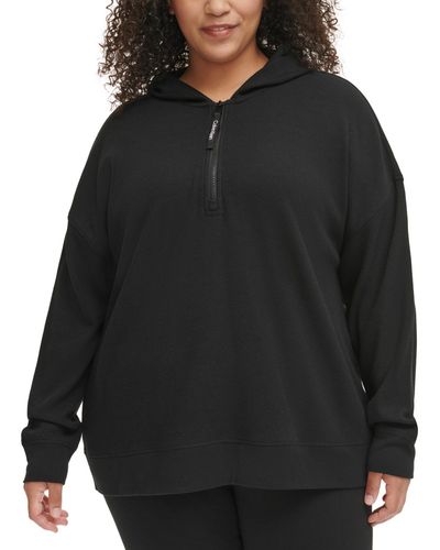 Calvin Klein Plus Size Ruched-Sleeve Zip Hoodie - Macy's