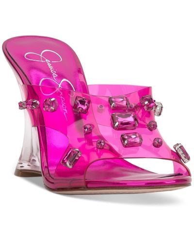 Jessica Simpson Ganisa Crystal Embellished Wedge Sandals - Pink