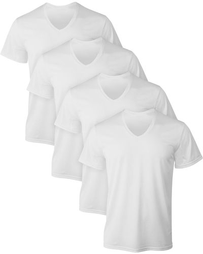 Hanes X-temp V-neck Mesh T-shirts - White