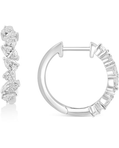 Effy Effy® Diamond Small Huggie Hoop Earrings (3/4 Ct. T.w.) In 14k White Gold, 0.62" - Metallic