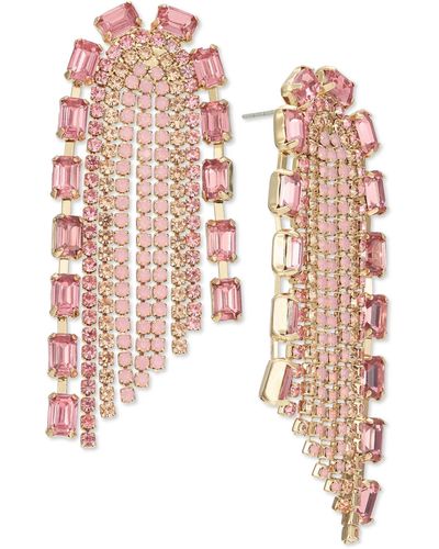 INC International Concepts Gold-tone Color Crystal & Stone Drop Earrings - Pink