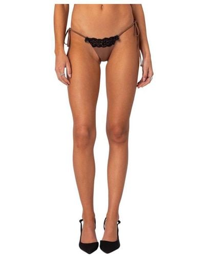 Edikted Cassey Lacey String Bikini Bottom - Brown