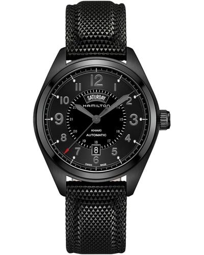 Hamilton Swiss Automatic Khaki Field Rubber Strap Watch 42mm H70695735 - Black