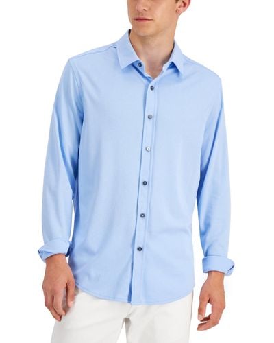 Alfani Regular-fit Supima Cotton Birdseye Shirt - Blue