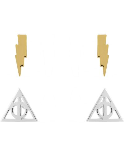 Harry Potter Gold And Silver Flash Plated Stud Earring Sets - White