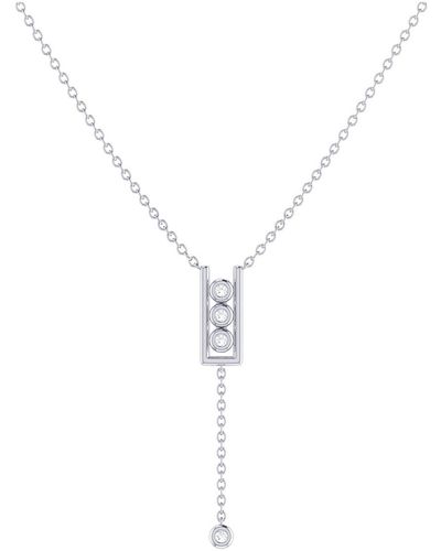LuvMyJewelry Traffic Light Design Bolo Adjustable Silver Diamond Lariat Necklace - White