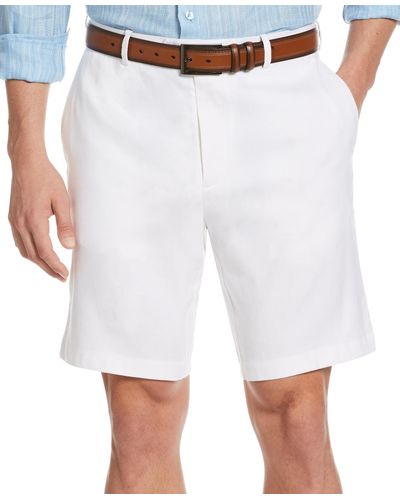 Cubavera Flat Front 9" Linen Blend Shorts - White