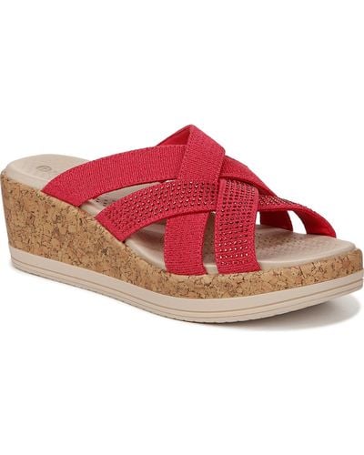 Bzees Reign Washable Strappy Wedge Sandals - Red
