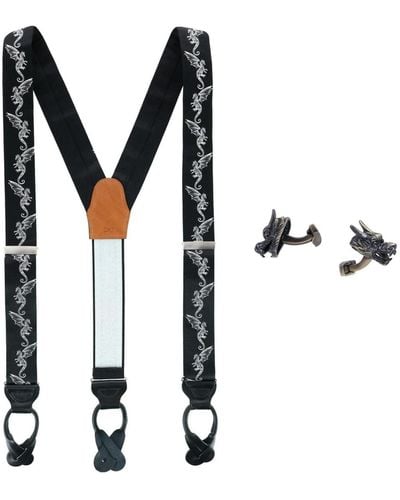 Trafalgar Guardian Of Freedom Silk Brace And Brass Cufflink Set - Black