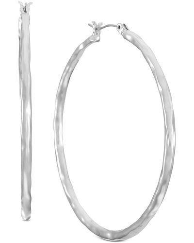 Style & Co. Tone Medium Hammered Hoop Earrings - Metallic