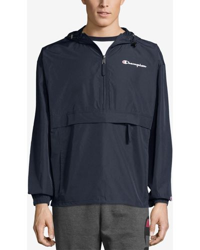 Champion Packable Half-zip Hooded Water-resistant Jacket - Black