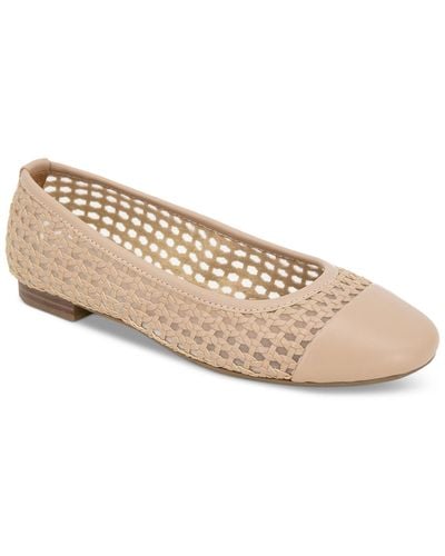 Style & Co. Maddiee Cap-toe Woven Ballet Flats - Natural