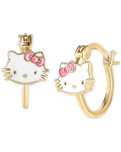 Macy's Hello Kitty Enamel Small Hoop Earrings - Metallic