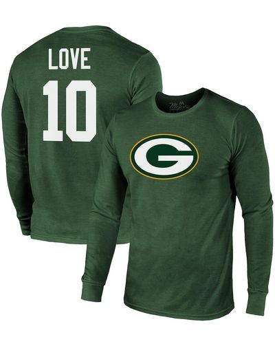 Majestic Threads Jordan Love Bay Packers Name And Number Long Sleeve Tri-blend T-shirt - Green