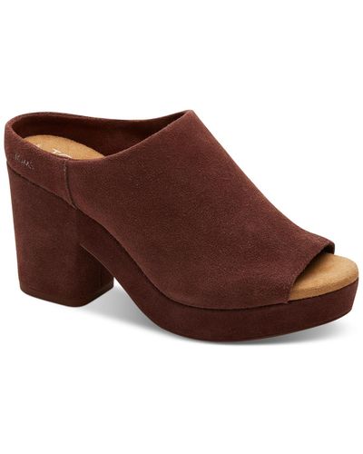 TOMS Florence Slip-on Peep Toe Platform Sandals - Brown