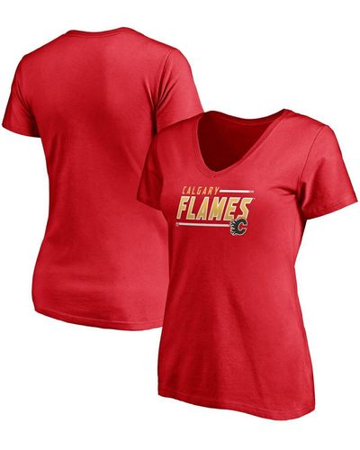 Fanatics Calgary Flames Plus Size Mascot In Bounds V-neck T-shirt - Red